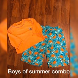 Summer swim trunks size 7 & rash guard size 8 NWOT